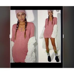 Dress dusty pink Knitz knit For Love and Lemons boho Dress silk
